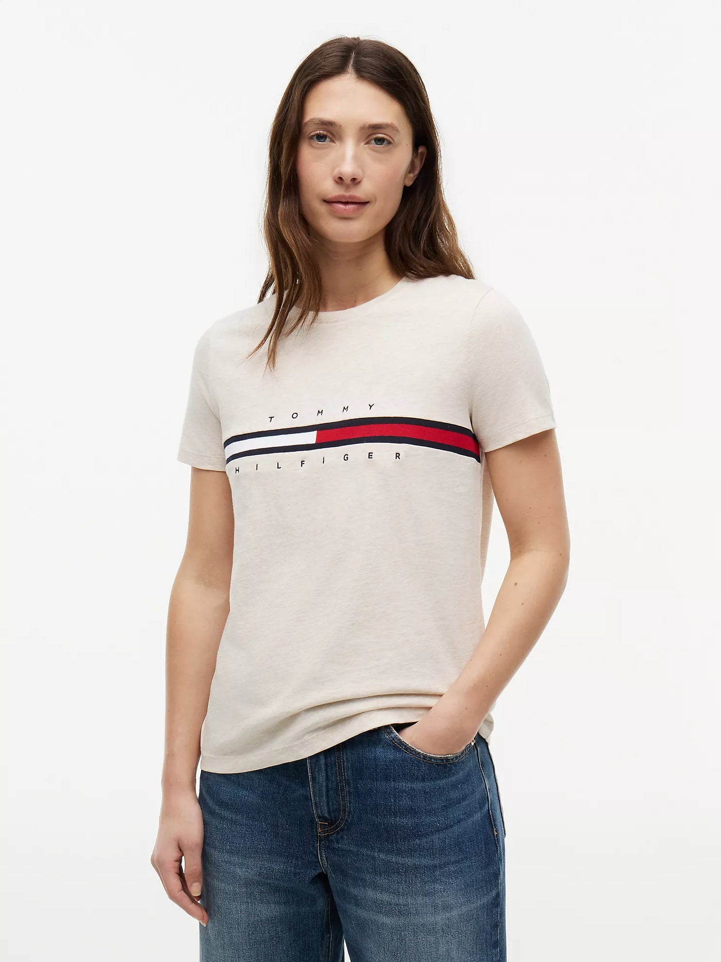 Camiseta Tommy Hilfiger Regular Fit Con Logo De Bandera Bordado NC