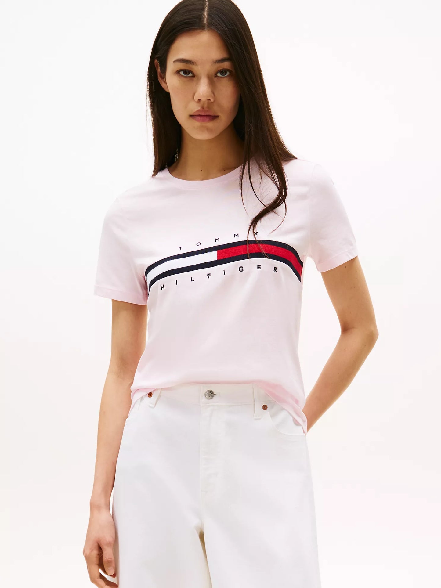 Camiseta Tommy Hilfiger Regular Fit Con Logo De Bandera Bordado NC