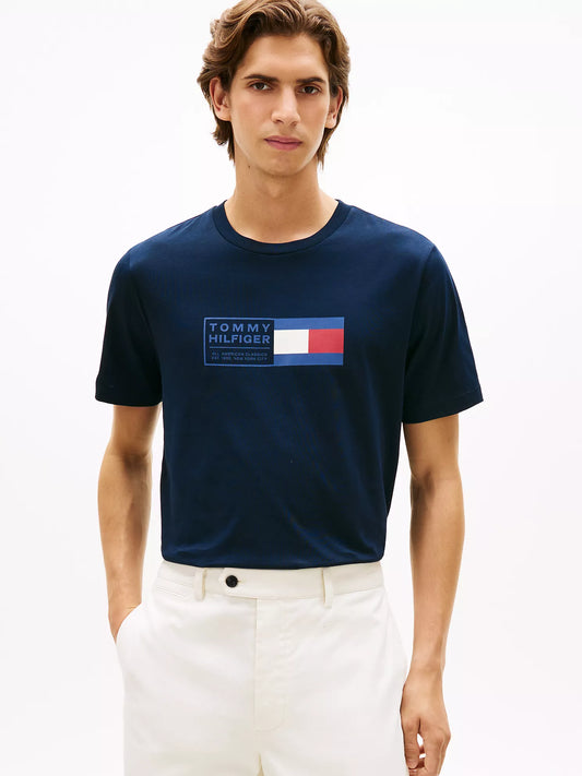 Camiseta Tommy Hilfiger Con Logo De Caja De Bandera NC