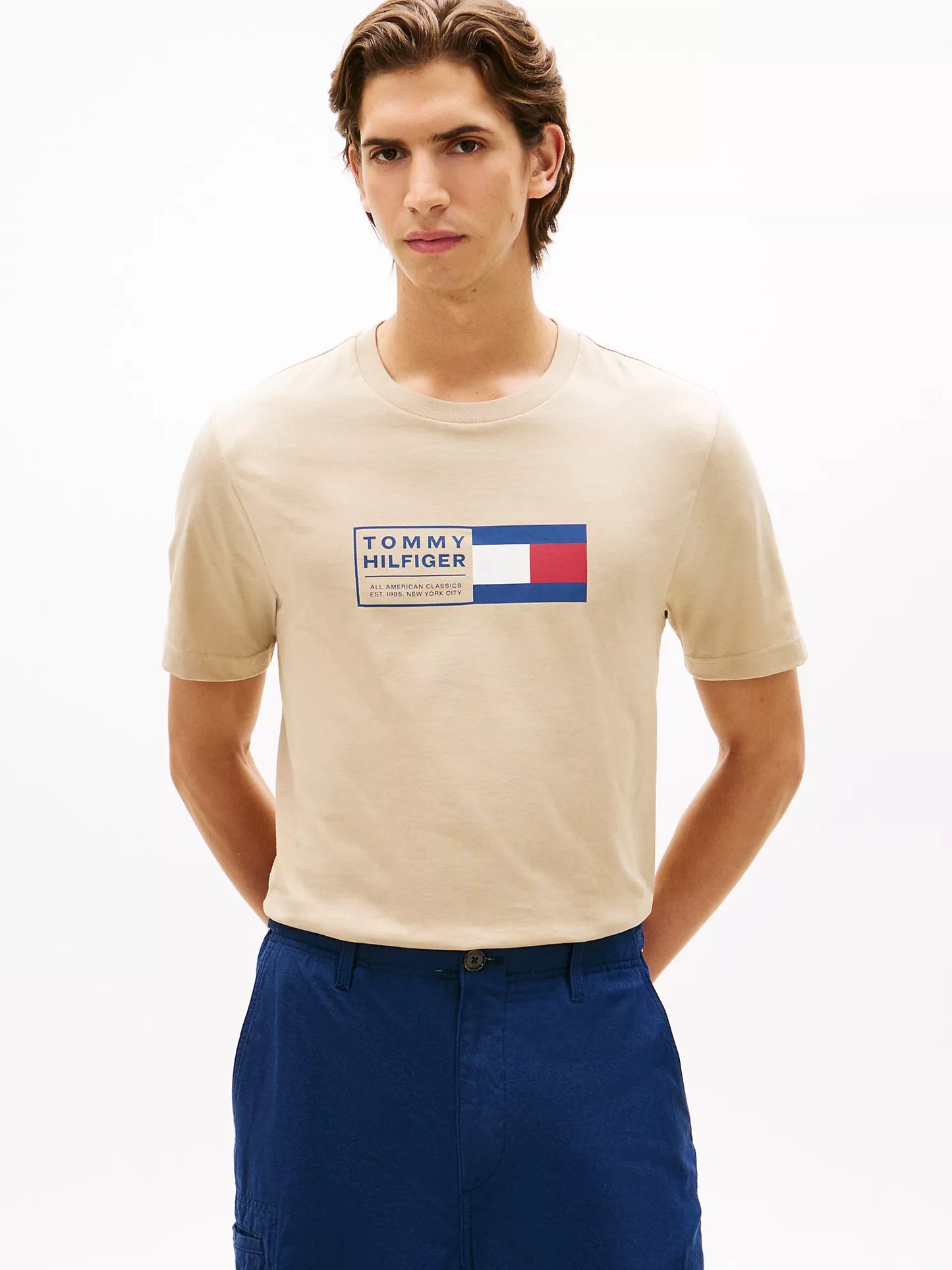 Camiseta Tommy Hilfiger Con Logo De Caja De Bandera NC