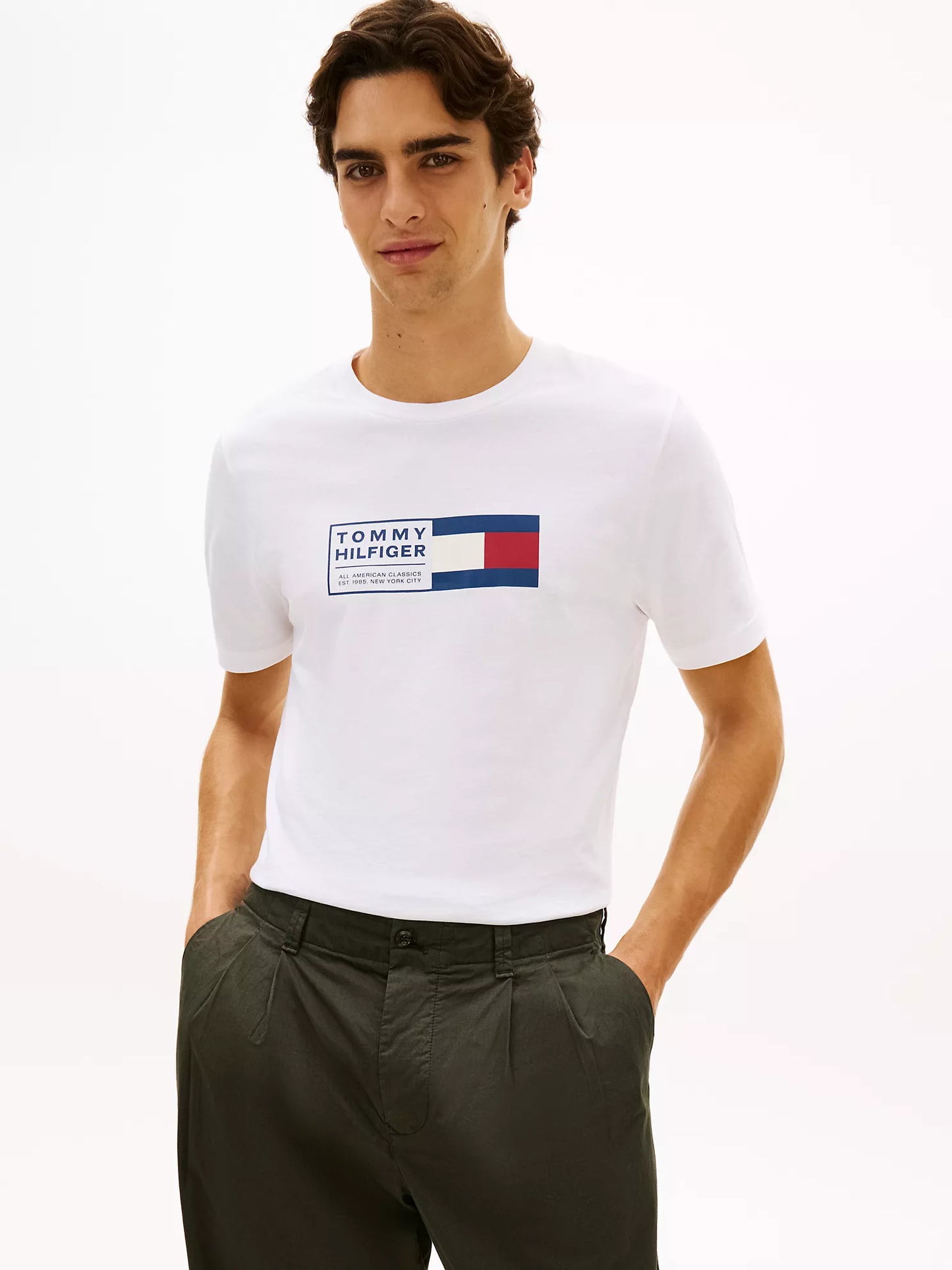 Camiseta Tommy Hilfiger Con Logo De Caja De Bandera NC