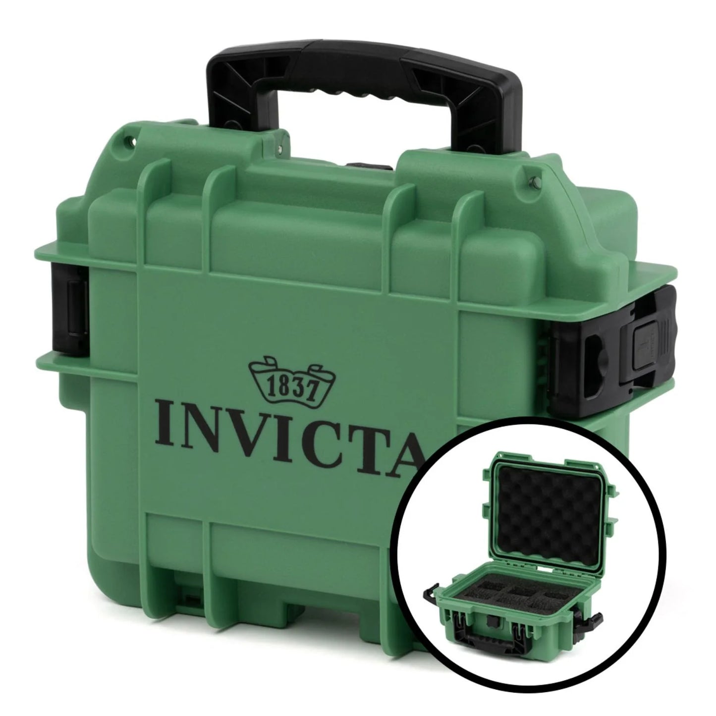 Caja de impacto verde para 3 relojes